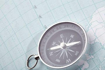 Map with a compass