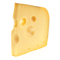 piece cheese on a white background