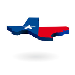 texas 3d state map and flag