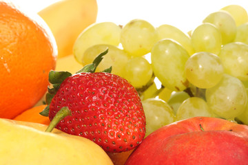 Ripe fruits on white.