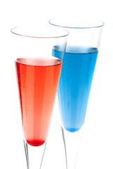 Red and Blue Champagne alcohol cocktail