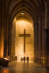 Big Holy Cross in a corridor of Chartres Cathedral, France