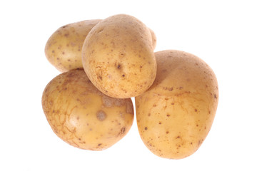 stack of potatoes isolated on white