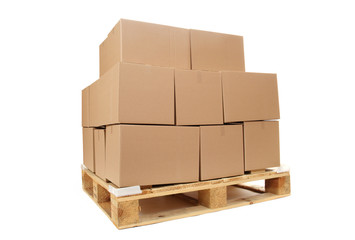 Cardboard Boxes On Wooden Palette