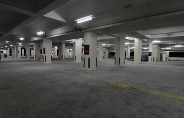 An empty underground car park