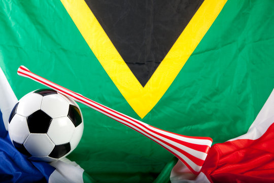 vuvuzela with football and flag