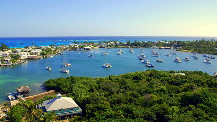 Fototapeta na wymiar Harbor and Boats Seen from Lighthouse