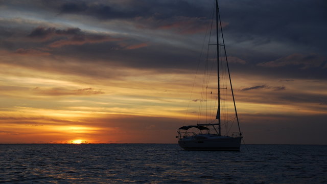 Sailboat Silhouette at Sunset
