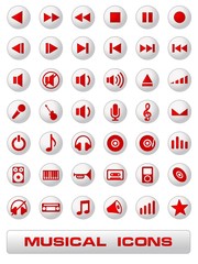 An illustration of 42 musical icon set buttons