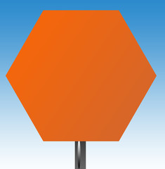Blank hexagonal road sign