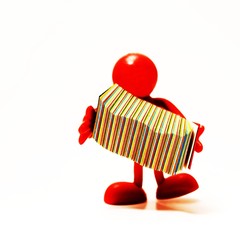 rotes Männlein schleppt Papier