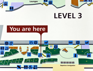 Airport terminal layout  - You are here