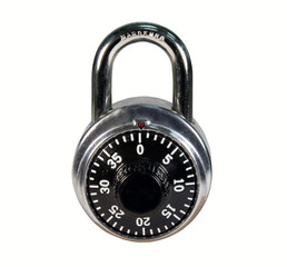 combination padlock with clipping path