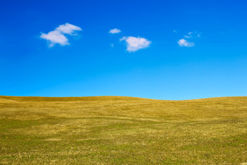 Obraz premium Landscape with grassy hills and a sky with some clouds