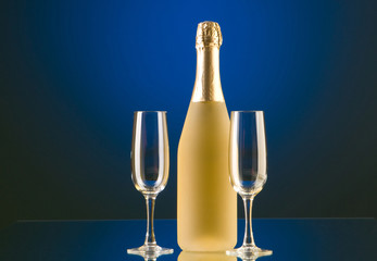 Champagne against color gradient background