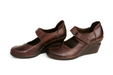 Brown boots isolated on the white background