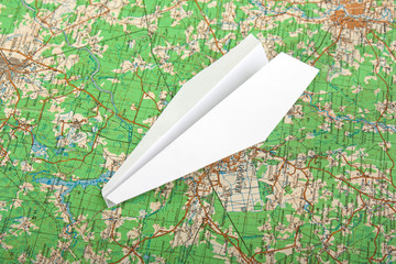 Airplane on map