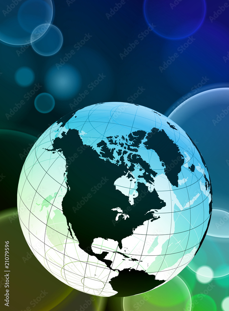 Poster Globe on Abstract Color Background