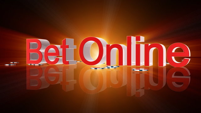 Bet Online text with casino chips falling, Alpha Channel