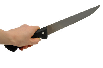 Hand mit Küchenmesser