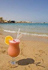 Fruit drink on the beach