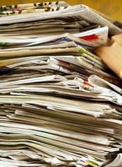 Stack of old newspapers