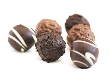 chocolate truffles assortment isolated on white background