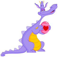 In love dragon holding Easter egg