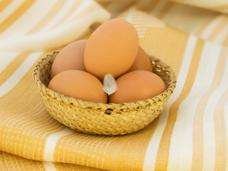 eggs in a wicker basket