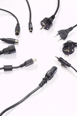 Power cord connectors over white background