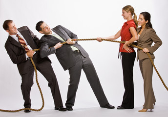 Fototapeta na wymiar Business people playing tug-of-war