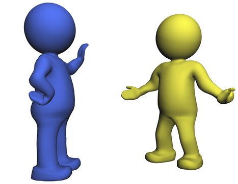 Yellowman Explaining to Blueman