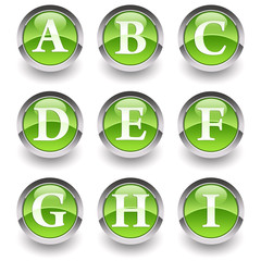 ''Alphabet A-I'' glossy icons