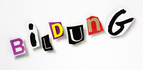 mot bildung formation lettre découpées relief