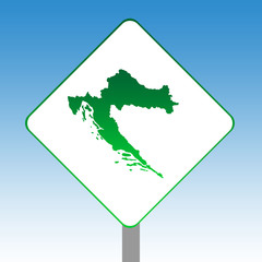 Croatia map road sign