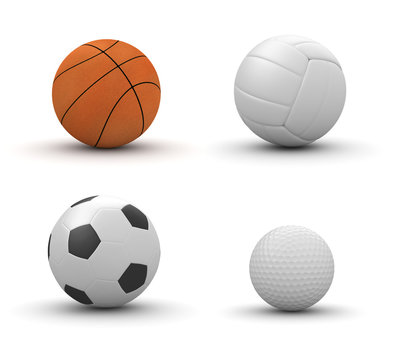 Sport balls: basketball, volleyball, football, golf