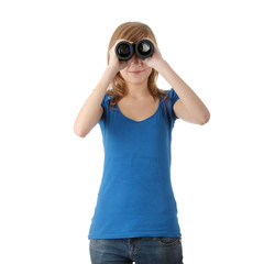 Teen girl with binocular