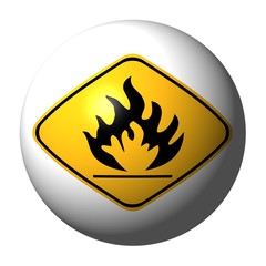 sphere with danger flammable sign on exterior illustration