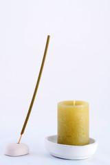 spa fragrant wand and candle, isolated