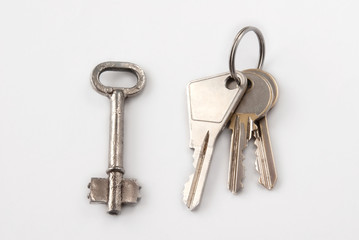 Bunch of keys and antique key