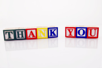 Word Thank you in wooden blocks