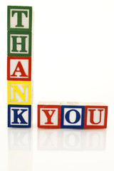 Word Thank you in wooden blocks