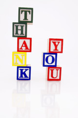 Word Thank you in wooden blocks