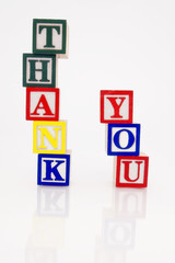 Word Thank you in wooden blocks