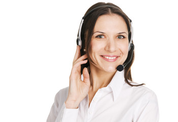 Young beautiful call center operator