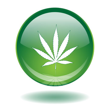 CANNABIS LEAF Button (Marijuana Smoke Joint Drugs Sign Symbol)