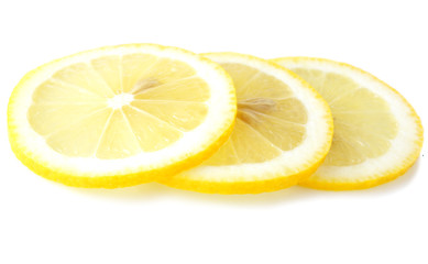three  lemon slices isolated