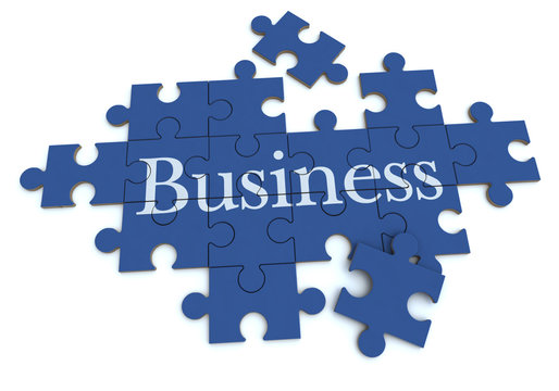 Business puzzle in blue