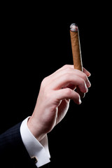 cigar smoking over black