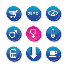 Collection of 9 pictos glossy icons web 2.0